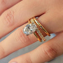 Stylishwe  3.5カラット オシャレ イエローゴールド オーバルカット 3PC指輪セット