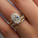 Stylishwe  3.5カラット オシャレ イエローゴールド オーバルカット 3PC指輪セット