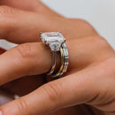 Stylishwe  4.5カラット ホワイトゴールド エメラルドカット 3PC指輪セット