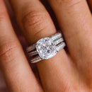 Stylishwe  4.5カラット ホワイトゴールド クッションカット 3PC指輪セット