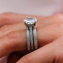 Stylishwe  4.5カラット ホワイトゴールド クッションカット 3PC指輪セット