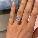 Stylishwe  4.5カラット ホワイトゴールド クッションカット 3PC指輪セット