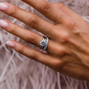 Stylishwe  2.0カラット  ホワイトゴールド ラウンドカット 3PC指輪セット