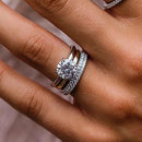 Stylishwe  2.0カラット  ホワイトゴールド ラウンドカット 3PC指輪セット