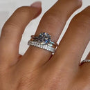 Stylishwe  2.0カラット  ホワイトゴールド ラウンドカット 3PC指輪セット