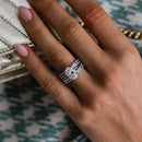 Stylishwe  3.5カラット ホワイトゴールド オーバルカット 3PC指輪セット