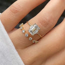 Stylishwe  3.0カラット  イエローゴールド エメラルドカット 指輪セット