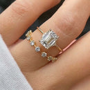 Stylishwe  3.0カラット  イエローゴールド エメラルドカット 指輪セット