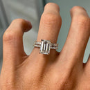 Stylishwe  4.0カラット  ホワイトゴールド エメラルドカット指輪セット