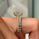 Stylishwe  4.0カラット  ホワイトゴールド エメラルドカット指輪セット