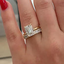 Stylishwe  3.5カラット  イエローゴールド エメラルドカット 指輪セット