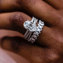 Stylishwe  3.5カラット  ホワイトゴールド オーバルカット 3PC 指輪セット