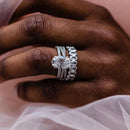 Stylishwe  3.5カラット  ホワイトゴールド オーバルカット 3PC 指輪セット