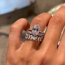 Stylishwe  3.5カラット  ホワイトゴールド オーバルカット 3PC 指輪セット