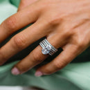 Stylishwe  3.5カラット  豪華 ホワイトゴールド オーバルカット 5PC 指輪セット