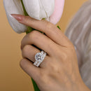 Stylishwe  3.0カラット  ホワイトゴールド ラウンドカット指輪セット