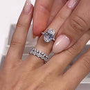 Stylishwe  3.5カラット  ホワイトゴールド オーバルカット 3PC 指輪セット