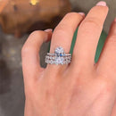 Stylishwe  3.5カラット  ホワイトゴールド オーバルカット 3PC 指輪セット