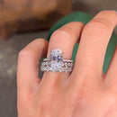 Stylishwe  3.5カラット  ホワイトゴールド オーバルカット 3PC 指輪セット