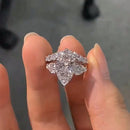 Stylishwe  3.5カラット ホワイトゴールド ペアカット指輪セット