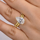 Stylishwe  3.5カラット  エレガント イエローゴールド ペアカット 指輪セット