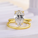 Stylishwe  3.5カラット  エレガント イエローゴールド ペアカット 指輪セット