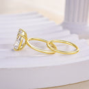 Stylishwe  3.5カラット  エレガント イエローゴールド ペアカット 指輪セット