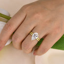 Stylishwe  3.5カラット  エレガント イエローゴールド ペアカット 指輪セット