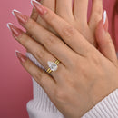 Stylishwe  3.5カラット  エレガント イエローゴールド ペアカット 指輪セット