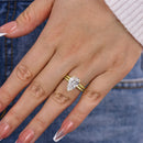 Stylishwe  3.5カラット  エレガント イエローゴールド ペアカット 指輪セット