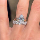 Stylishwe  3.0カラット ホワイトゴールド マーキスカット 3PC指輪セット