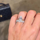 Stylishwe  3.0カラット ホワイトゴールド マーキスカット 3PC指輪セット