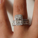 Stylishwe  3.5カラット  ホワイトゴールド ラディアントカット指輪セット