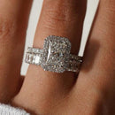 Stylishwe  3.5カラット  ホワイトゴールド ラディアントカット指輪セット