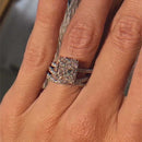 Stylishwe  4.0カラット ホワイトゴールド ラディアントカット 指輪セット