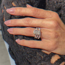 Stylishwe  4.0カラット ホワイトゴールド ラディアントカット 指輪セット