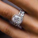 Stylishwe  4.0カラット  ホワイトゴールド クッションカット指輪セット