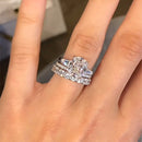 Stylishwe  4.5カラット ホワイトゴールド クッションカット 3PC指輪セット