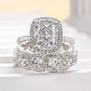 Stylishwe  4.0カラット ホワイトゴールド クッションカット指輪セット