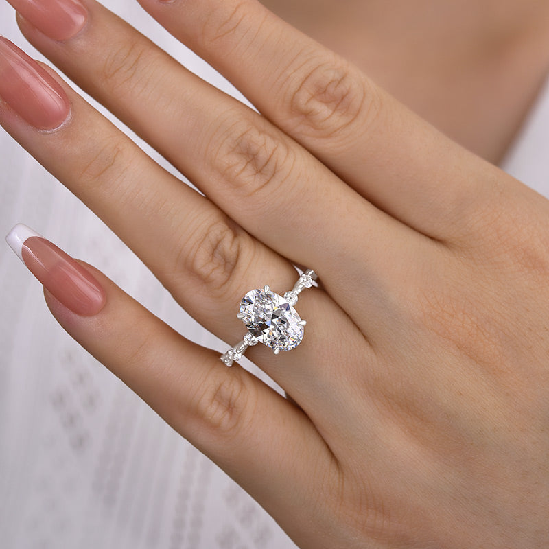 Stylishwe  3.5カラット イエローゴールド オーバルカット クリア婚約指輪