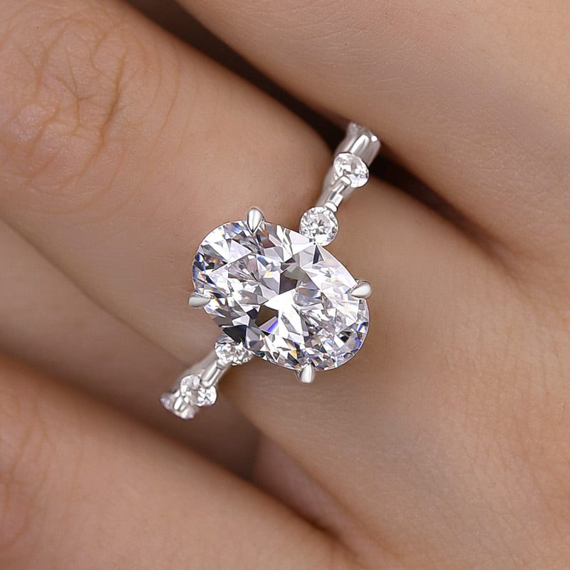 Stylishwe  3.5カラット イエローゴールド オーバルカット クリア婚約指輪