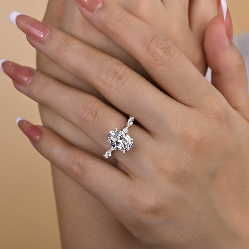 Stylishwe  3.5カラット イエローゴールド オーバルカット クリア婚約指輪