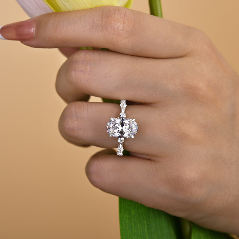 Stylishwe  3.5カラット イエローゴールド オーバルカット クリア婚約指輪