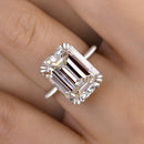 Stylishwe ゴージャス 11カラット エメラルドカット リング