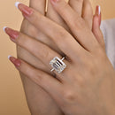 Stylishwe ゴージャス 11カラット エメラルドカット リング