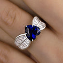 Stylishwe  3.0カラット  ホワイトゴールド ハートカット サファイア婚約指輪