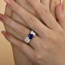 Stylishwe  3.0カラット  ホワイトゴールド ハートカット サファイア婚約指輪