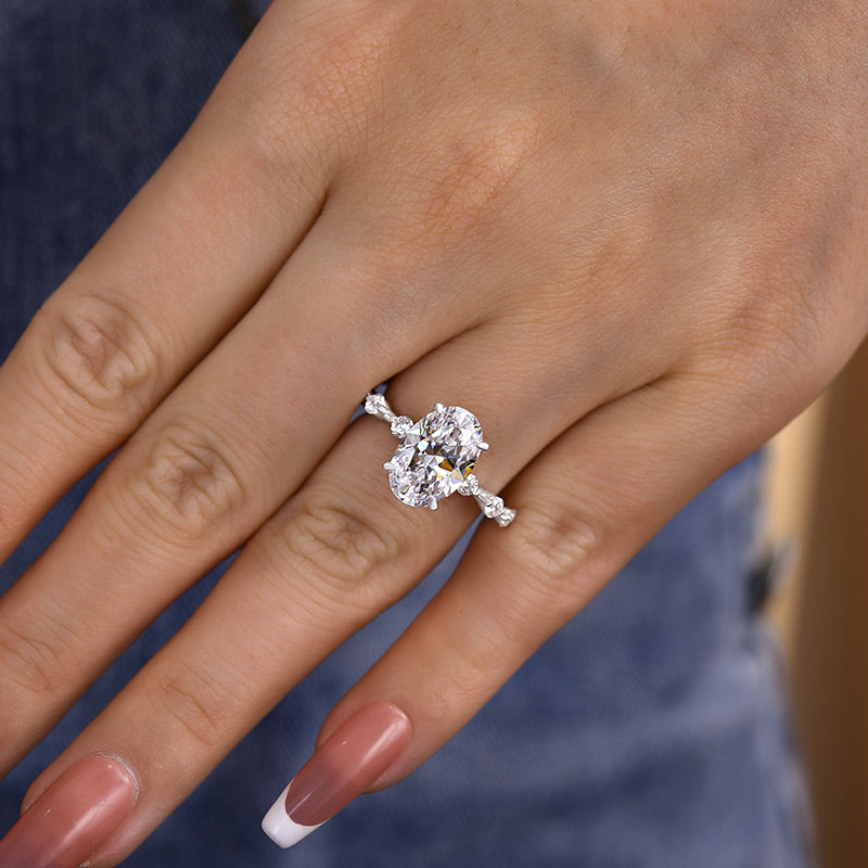 Stylishwe  3.5カラット イエローゴールド オーバルカット クリア婚約指輪
