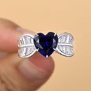 Stylishwe  3.0カラット  ホワイトゴールド ハートカット サファイア婚約指輪