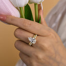 Stylishwe  3.5カラット  イエローゴールド ペアカット 指輪セット